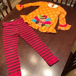 Girls 2 pc boutique thanksgiving outfit worn x 1